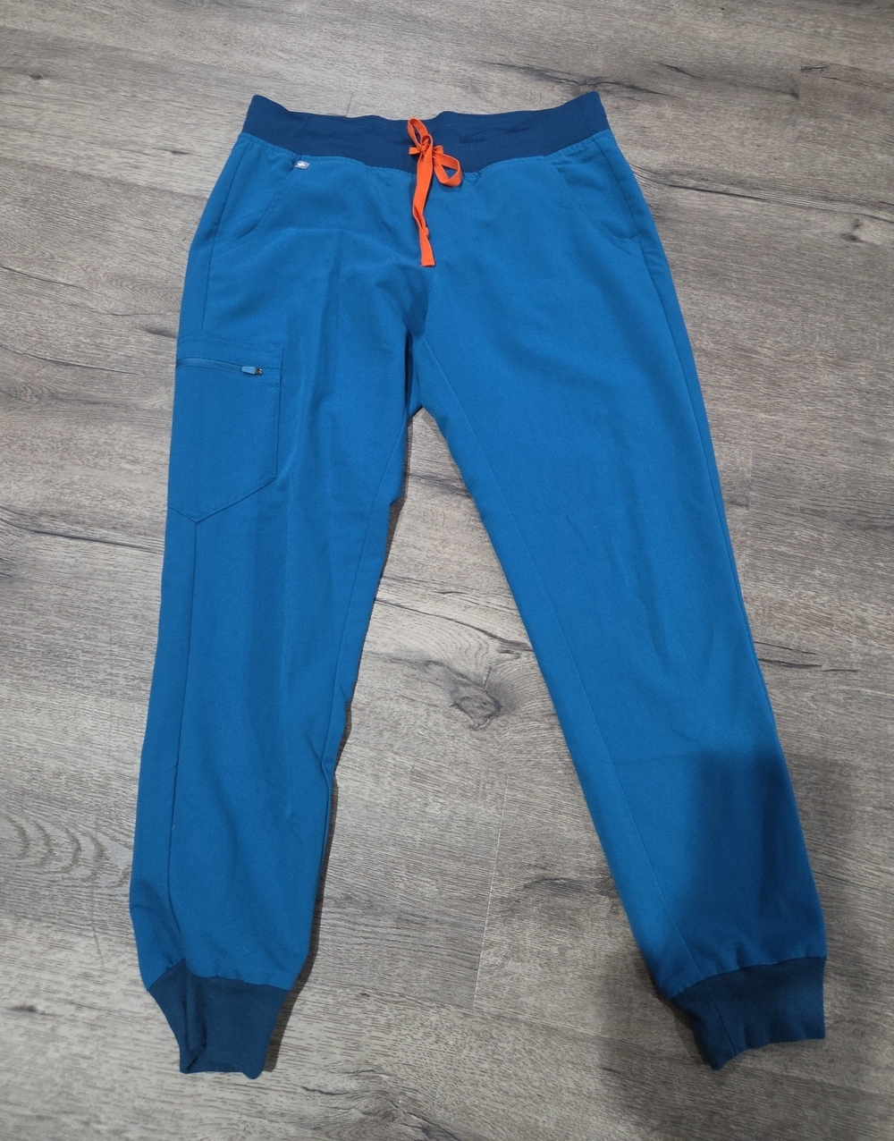 Figs Blue Joggers with Orange Drawcord